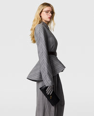 Striped Tailored Peplum Jacket