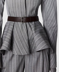 Striped Tailored Peplum Jacket