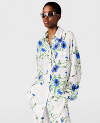 Floral Print Hammered Overshirt