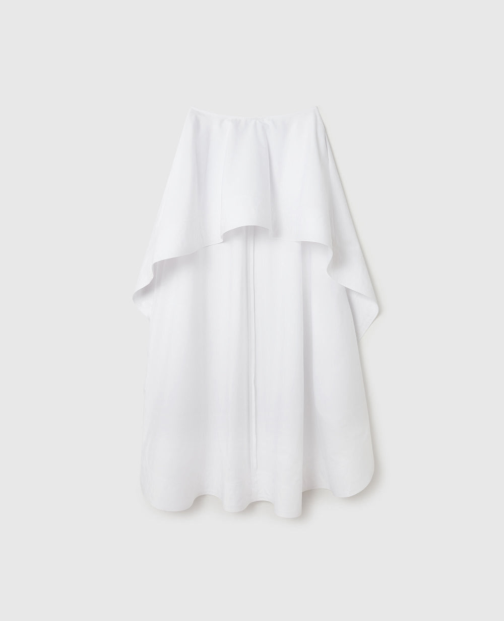 Cotton Poplin Asymmetric Frill Skirt