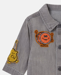 Music Graphic Embroidered Denim Jacket