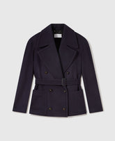 Tie-Belt Cropped Peacoat Jacket