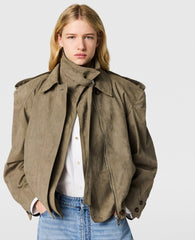 Suede-Effect Double-Layer Jacket