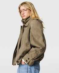 Suede-Effect Double-Layer Jacket