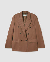 Oversized Pinstripe Double-Breasted Blazer