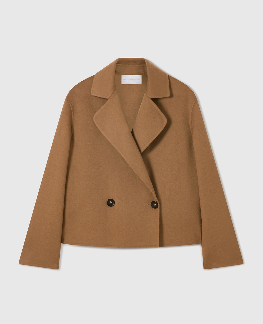 Double-Breasted Cropped Peacoat Jacket