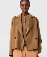 Double-Breasted Cropped Peacoat Jacket