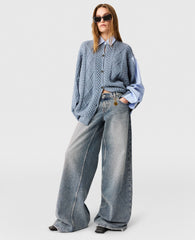 Vintage Wash Wide-Leg Jeans