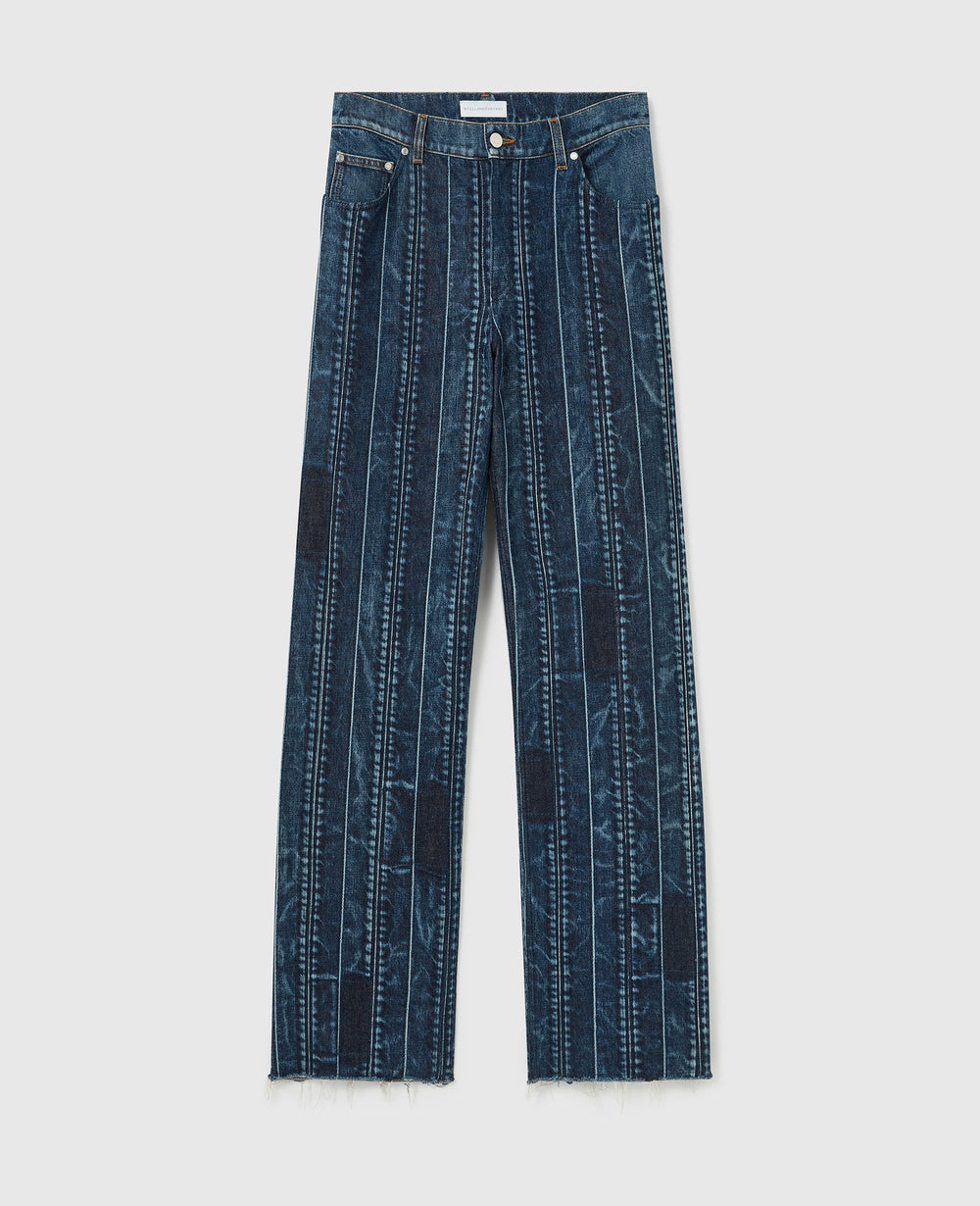 Waistband Panelled Straight Jeans