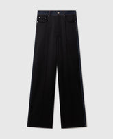 Wide-Leg Satin-Panel Denim Jeans