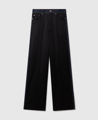 Wide-Leg Satin-Panel Denim Jeans