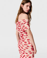 Raspberry Print Mesh Maxi Dress
