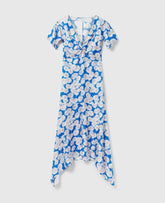 Daisy Print Cap-Sleeve Midi Dress