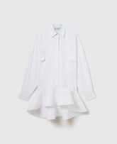 Poplin Peplum Piqué Shirt Dress