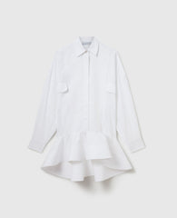 Poplin Peplum Piqué Shirt Dress