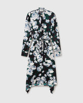 Floral Long-Sleeve Mesh Midi Dress