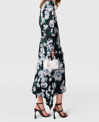 Floral Long-Sleeve Mesh Midi Dress