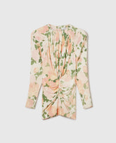 Peony Print Long-Sleeve Mini Dress