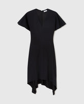 V-Neck Short-Sleeve Satin Midi Dress