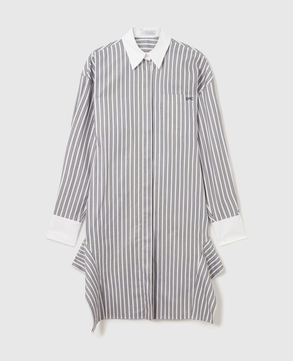 Long-Sleeve Pinstripe Shirt Dress