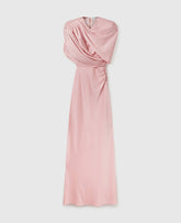 Satin Wrapped Short-Sleeve Maxi Dress