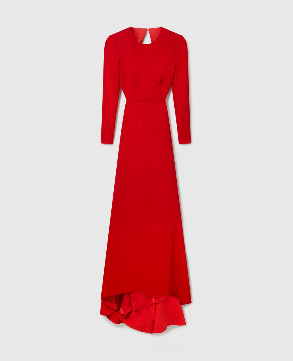 Backless Long-Sleeve Floor-Length Dress