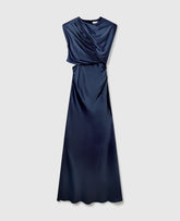 Satin Wrapped Short-Sleeve Maxi Dress