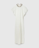Lead-Free Crystal Chain Cap-Sleeve Jumpsuit