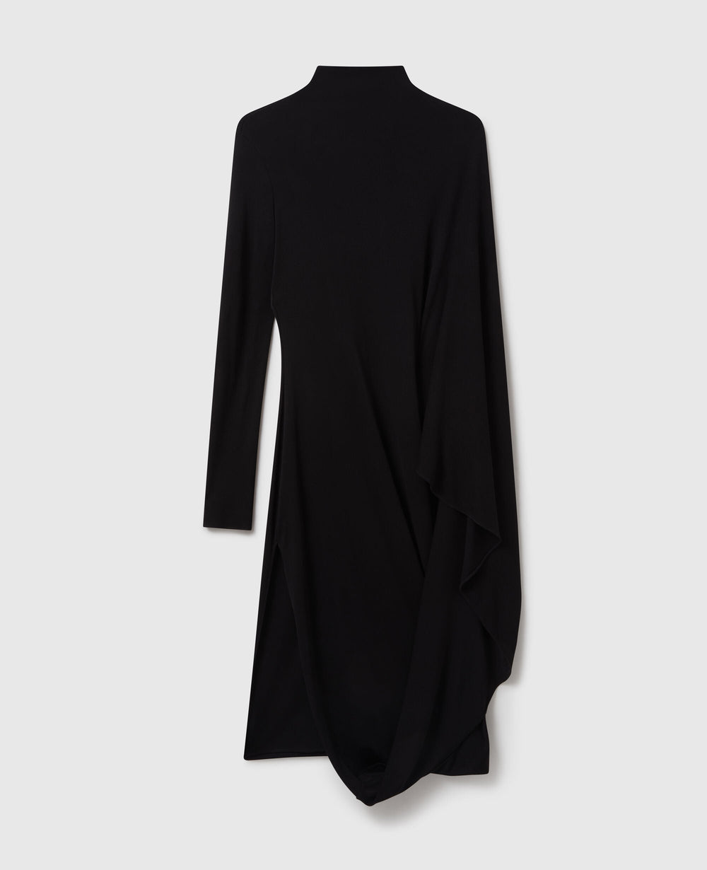 Asymmetric Cape Midi Dress