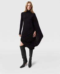 Asymmetric Cape Midi Dress