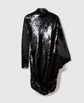 Long-Sleeve Sequin Draped Mini Dress