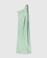 Lead-Free Crystal Chain Link Asymmetric Draped Maxi Dress