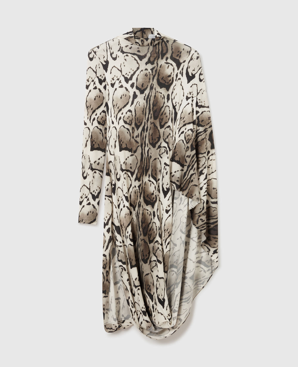 Cloud Leopard Print Draped Midi Dress