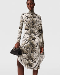Cloud Leopard Print Draped Midi Dress