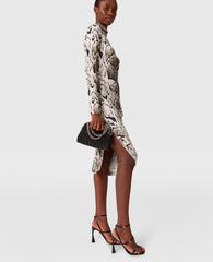 Cloud Leopard Print Draped Midi Dress
