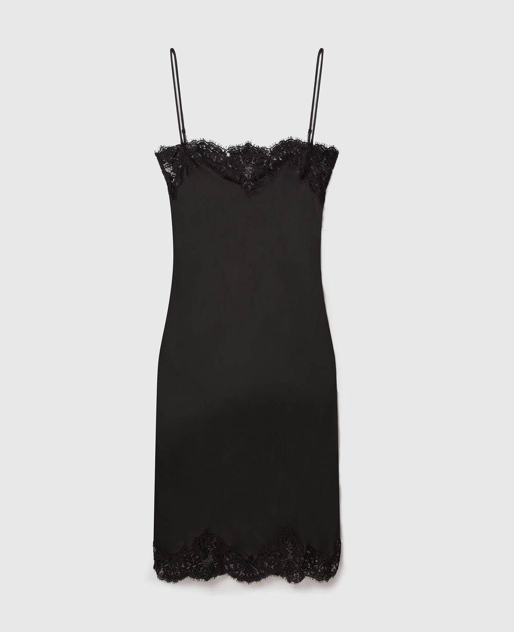 Sleeveless Lace Satin Midi Dress
