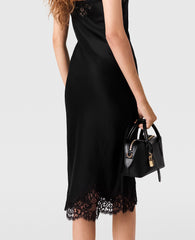 Sleeveless Lace Satin Midi Dress