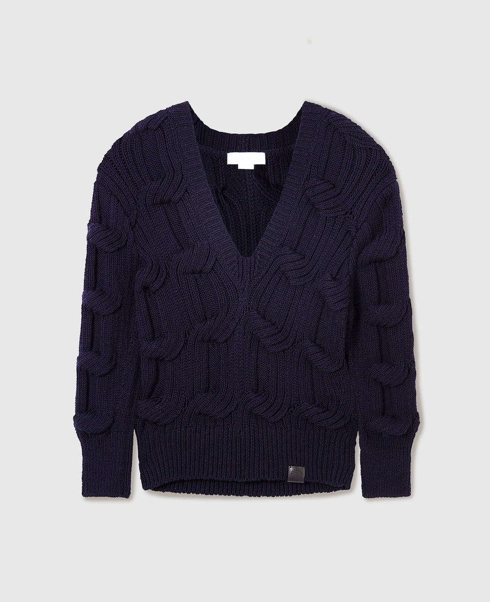 Falabella Cable-Knit V-Neck Jumper
