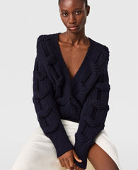 Falabella Cable-Knit V-Neck Jumper