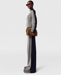 Wide-Leg Contrast Panel Trousers