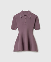 Compact Knit Peplum Polo Top