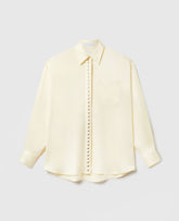 Oversized Pearl-Button Satin Shirt