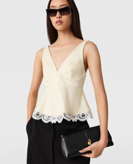 Lace-Trim V-Neck Top