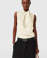 Tie-Neck Sleeveless Satin Top