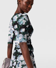 Floral Three-Quarter-Sleeve Mesh Top