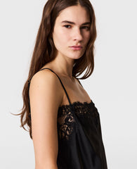 Sleeveless Lace Satin Top