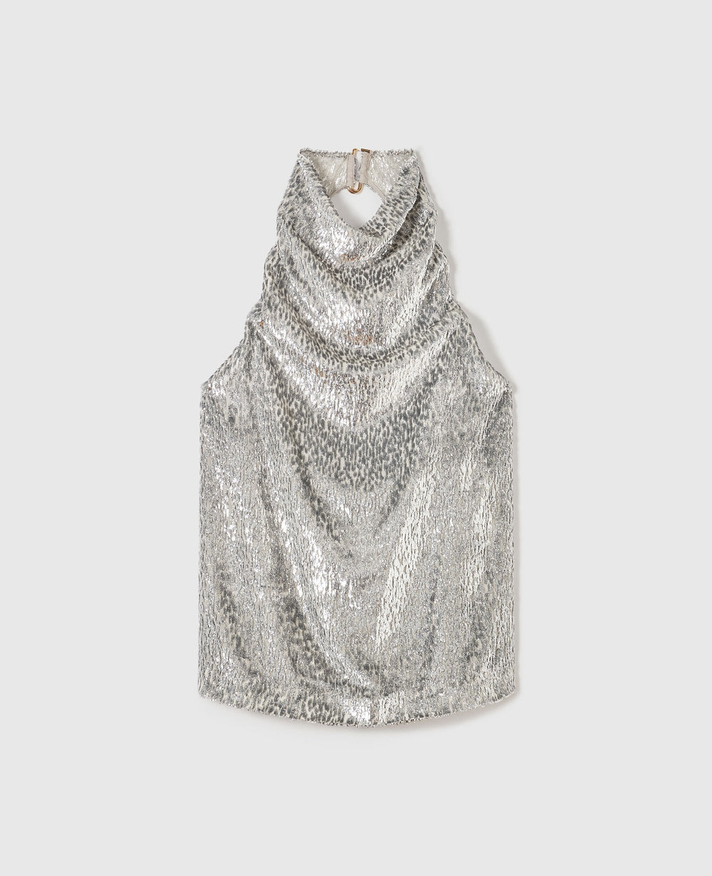 Metallic Velvet Halterneck Top