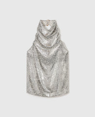 Metallic Velvet Halterneck Top