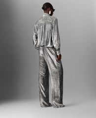 Metallic Velvet Tie-Nneck Shirt