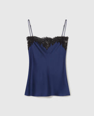 Lace-Trim Satin Top